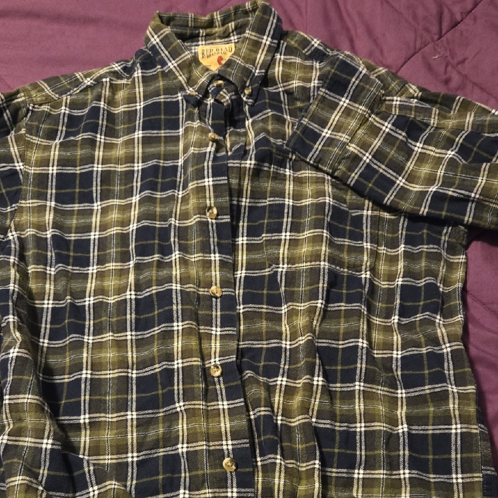 RedHead Green and Blue Plaid Button-Down Shirt